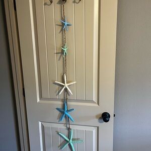 Coastal Starfish Wall Hanging Decor - Blue, White, Green